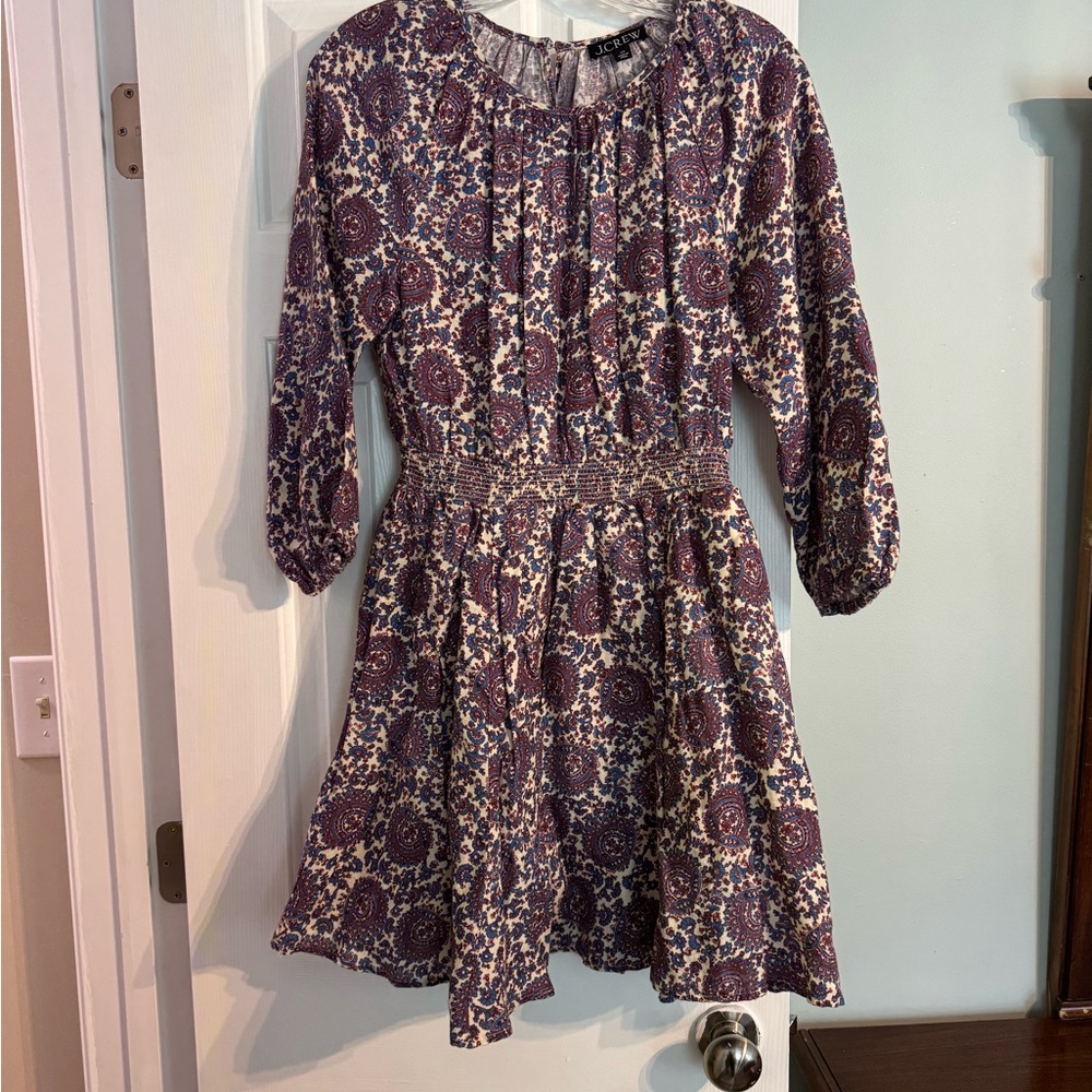 J. Crew Paisley Print Dress in Blue and Brown